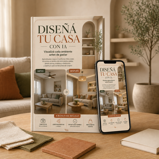 GUÍA PRÁCTICA · DISEÑO DE INTERIORES CON IA + 4 BONUS